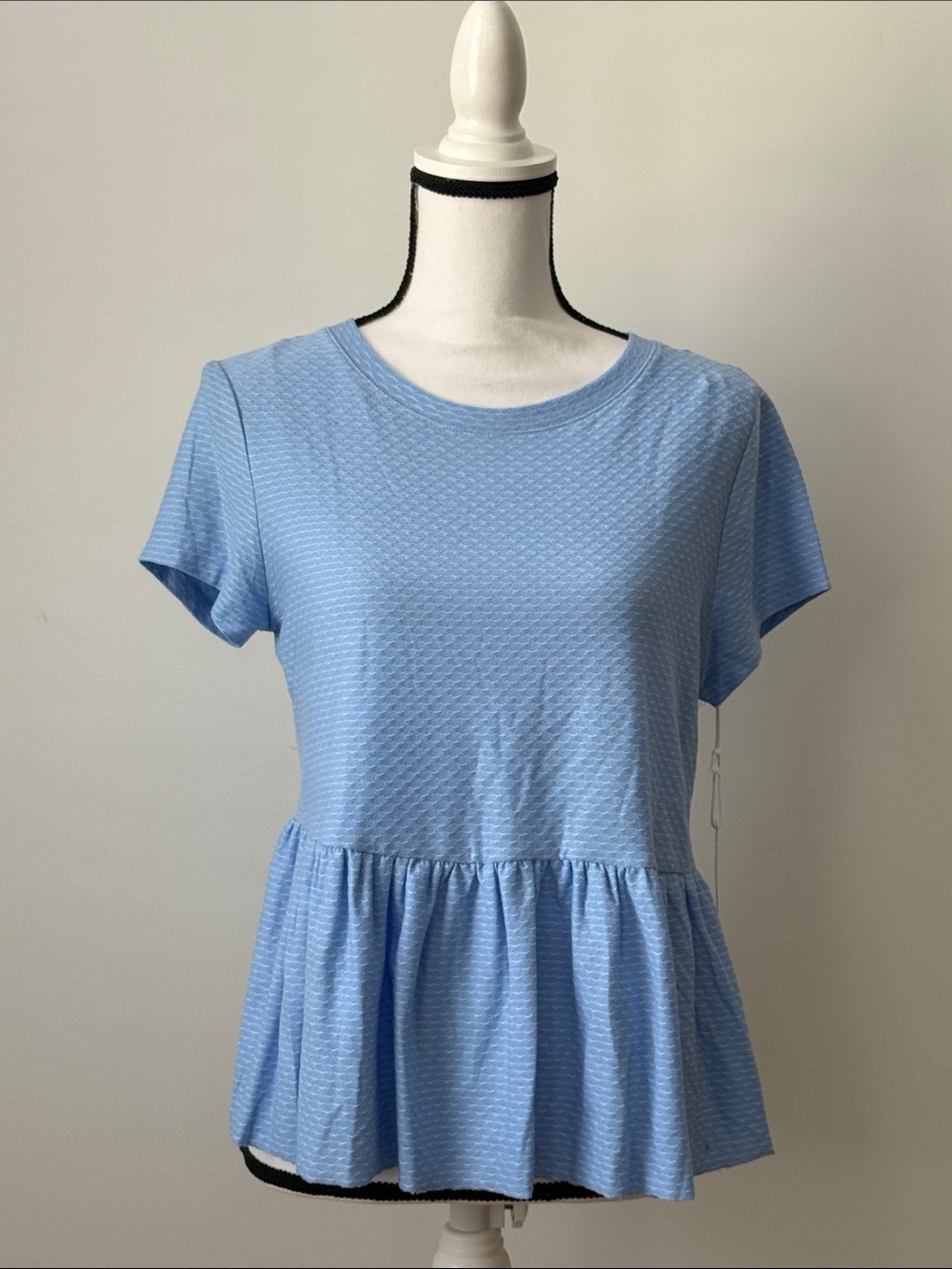 Lauren Conrad Women’s Light Blue Short-Sleeve Peplum Top